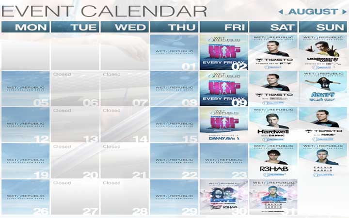 Wet Republic August Events 2013