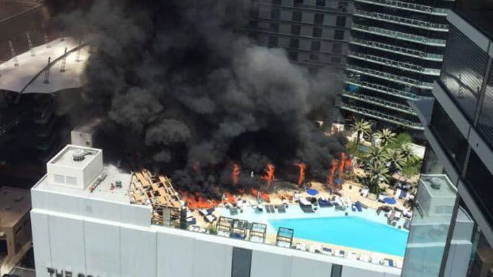 Cosmopolitan Hotel Pool Catches Fire